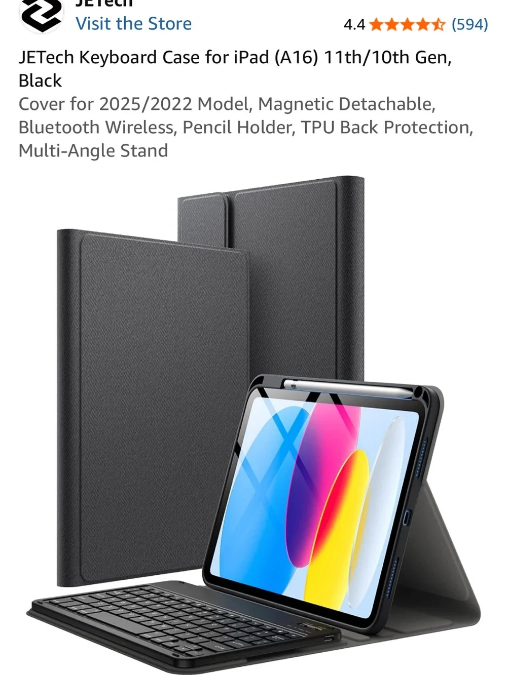 Keyboard case for ipad A16 11th/10th gen, black